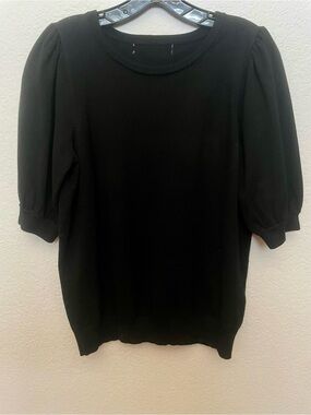 Women's Black Puff Sleeve Knit Top Medium